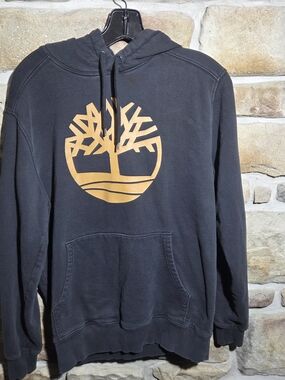 Timberland Men's Core Tree Logo Hoodie Black Wheat Regular Fit Size Medium M